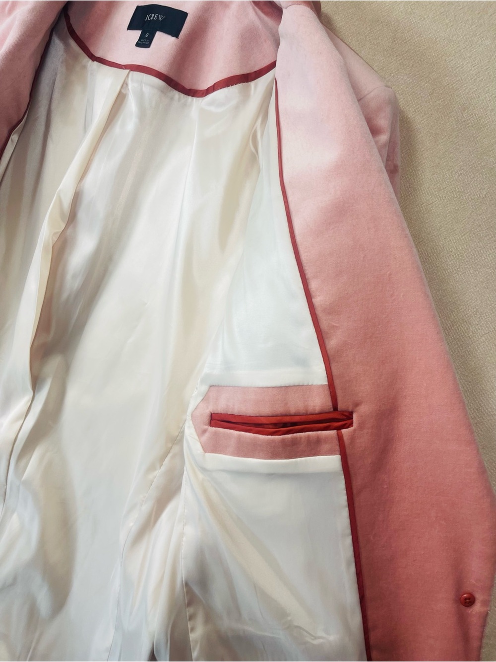 J. Crew Blush Pink Velvet Single-Button Blazer - Picture 4 of 5